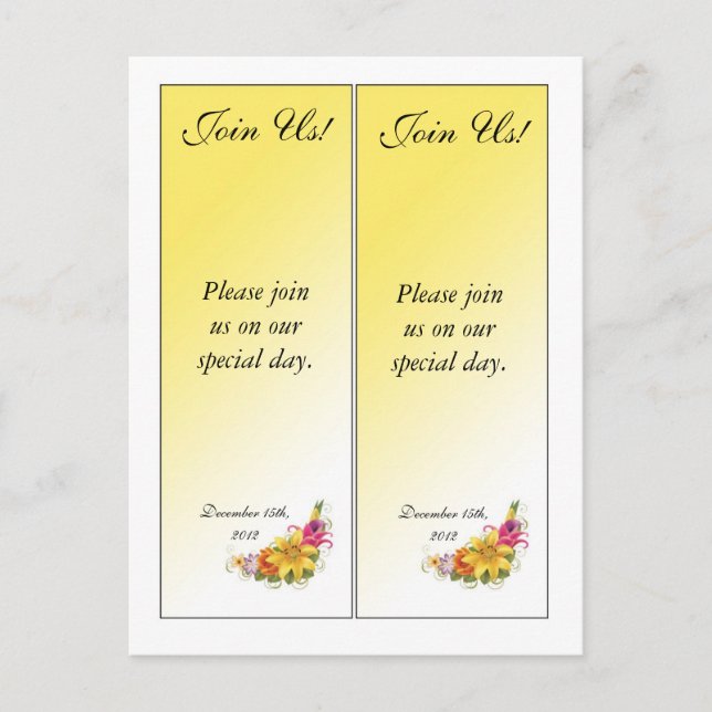 2 Flower Bouquet Save the Date Bookmarks Announcement Postcard (Front)