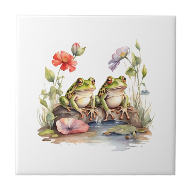 2 Frogs Ceramic Tile (Front)