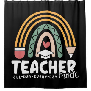 2- Funny Teacher Mode Teaching Gift for Teacher Shower Curtain