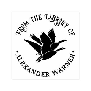 2 Geese in Flight Library Book Name Self-inking Stamp