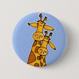 2 giraffes 6 cm round badge