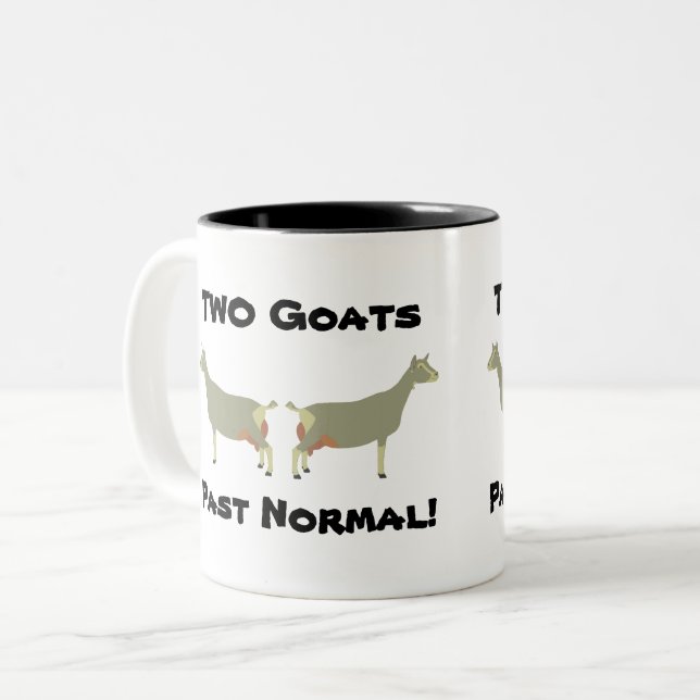 2 Goats Past Normal! - Toggenburg Dairy Goats Two-Tone Coffee Mug (Front Left)