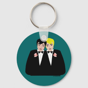 2 Grooms (Blonde and Black Hair) Key Ring