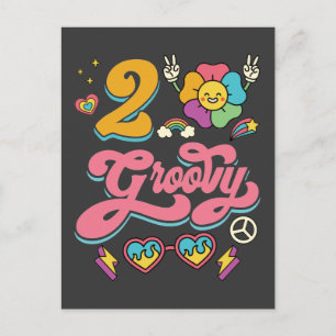2 Groovy 2nd Birthday Cute 2 Year Old Girl Postcard