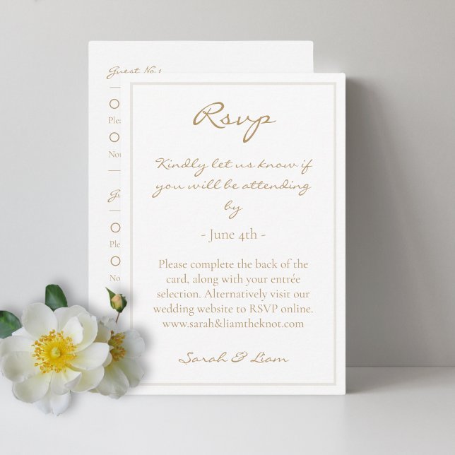 2 Guest Warm Golden Wedding RSVP Enclosure Card (Creator Uploaded)