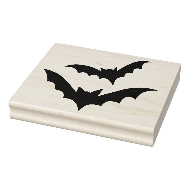 2 Halloween Bats Silhouette Rubber Art Stamp (Stamp)