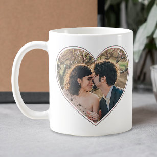 2 Heart Shaped Photos Simple Easy Personalised Coffee Mug