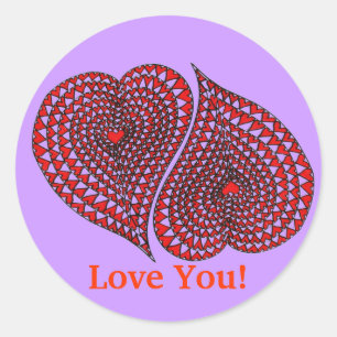 2 Hearts Classic Round Sticker