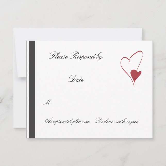 2 Hearts Collide matching wedding rsvp Card (Front)