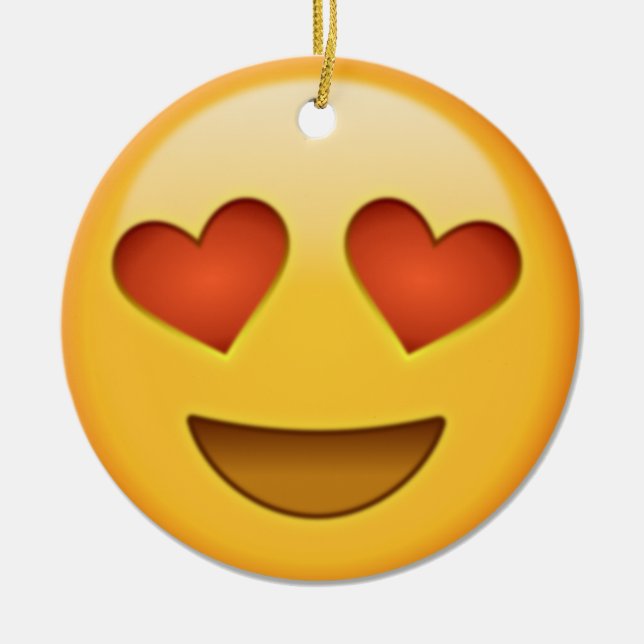 2 hearts emoji ceramic tree decoration (Front)