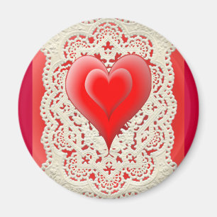 2 HEARTS & LACE by SHARON SHARPE Magnet