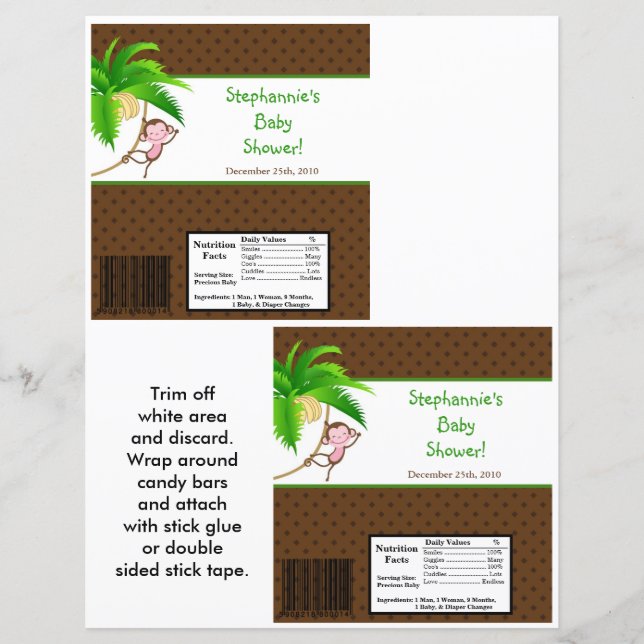 2 Hershey's Large Bar Wrapper Monkey Swing Jungle (Front)