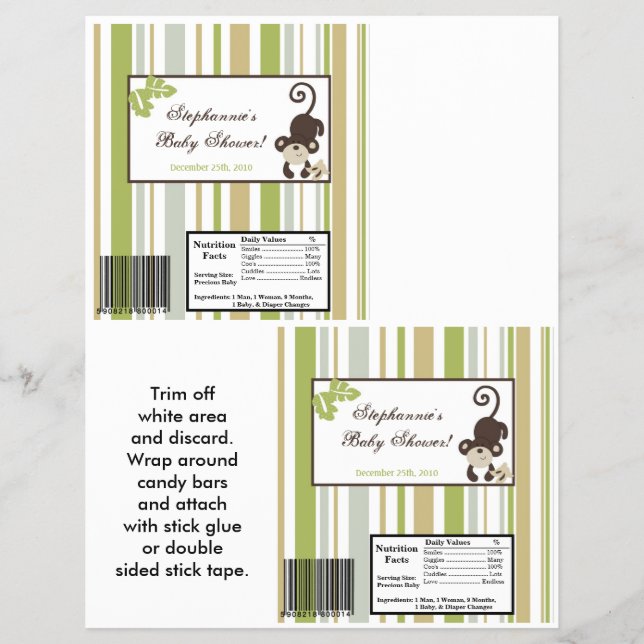 2 Hershey's Large Bar Wrapper Monkey Time Zoo Anim (Front)