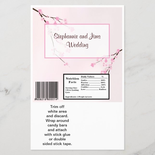 2 Hershey's Large Bar Wrapper Pink Cherry Blossom (Front)