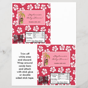 2 Hershey's Large Bar Wrapper Pink Hawaiian Luau