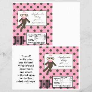 2 Hershey's Large Bar Wrapper Pink Sock Monkey