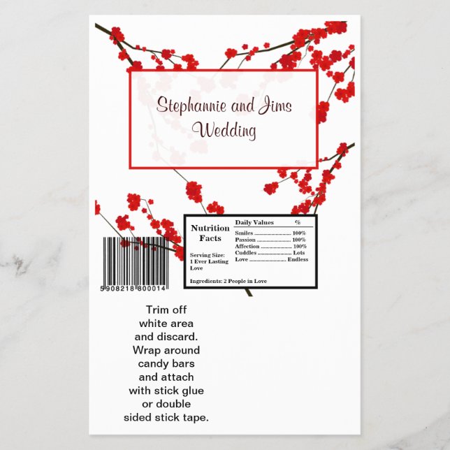 2 Hershey's Large Bar Wrapper Red Cherry Blossom (Front)