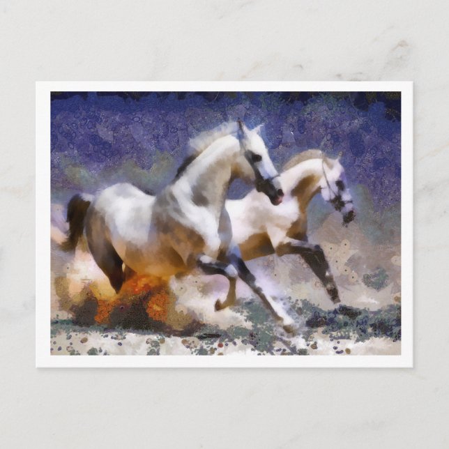 2 horses galloping postcard (Front)