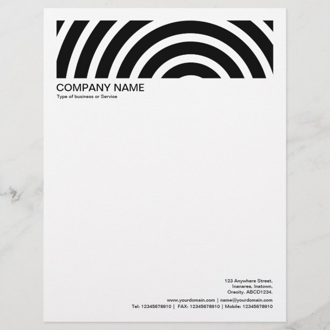 2 in Header 1/2 Inch Border - Black Spiral Custom Letterhead (Front)