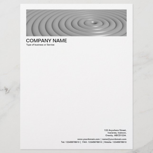 2 in Header 1/2 Inch Border - Concentric Rings Custom Letterhead (Front)