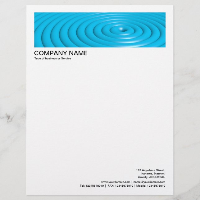 2 in Header 1/2 Inch Border - Concentric Rings Custom Letterhead (Front)