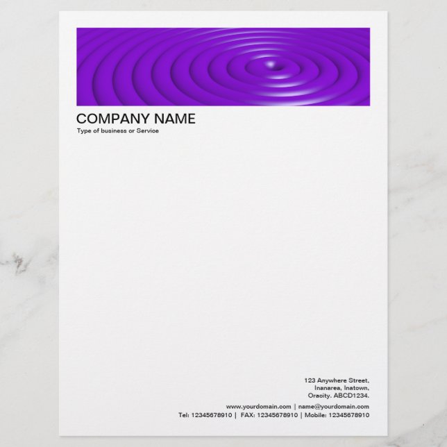 2 in Header 1/2 Inch Border - Concentric Rings Let Custom Letterhead (Front)