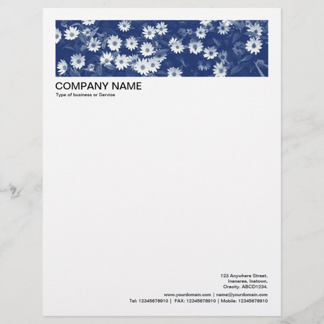2 in Header 1/2 Inch Border - Daisies Custom Letterhead (Front)