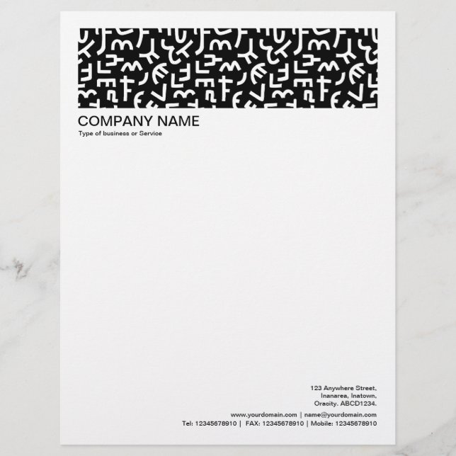 2 in Header 1/2 Inch Border - Kuba Style 01 Custom Letterhead (Front)