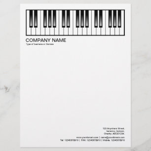 2 in Header 1/2 Inch Border - Music Keyboard Custom Letterhead