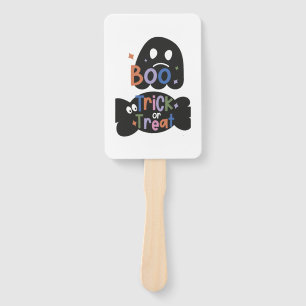 2 In One Halloween Stickers Boo and Trick or Treat Hand Fan