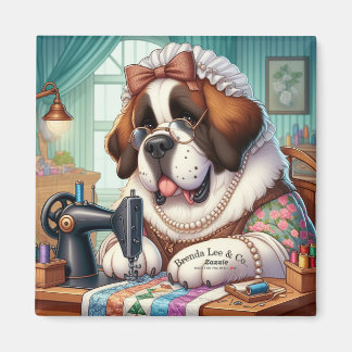 2" Inch square magnet w/Saint Bernard art