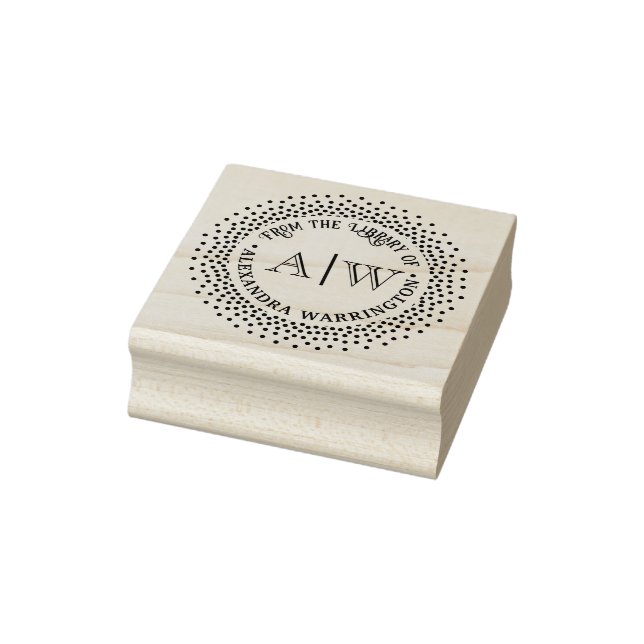2 Initial Monogram Dotted Frame #2CA Library Book Rubber Stamp (Stamp)