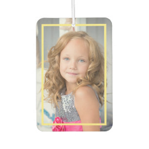 2 Kids Photos Upload Personalise Golden Frame Car Air Freshener