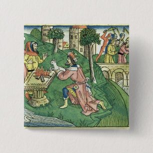 2 Kings 16 9-16 The people of Damascus are taken c 15 Cm Square Badge
