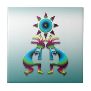 2 Kokopelli #41 Ceramic Tile