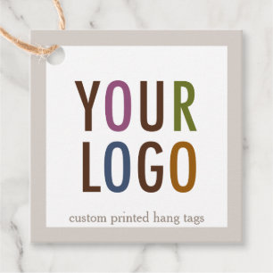 2" Kraft Square Hang Tags with String Custom Logo