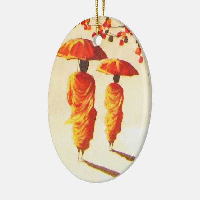 2 Laotian Buddhist Monks Ceramic Ornament (Left)