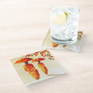 2 Laotian Buddhist Monks Glass Coaster