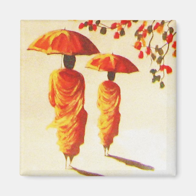 2 Laotian Buddhist Monks Magnet (Front)