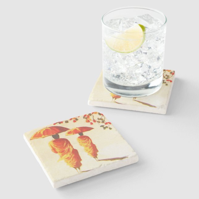 2 Laotian Buddhist Monks Stone Coaster (Side)