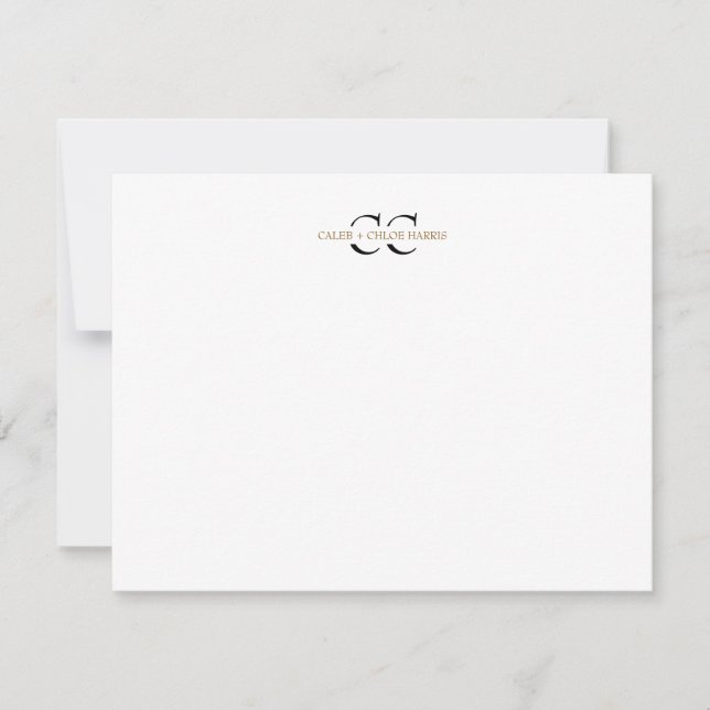 2 Letter Monogram Couple Initials Wedding Brown Card (Front)