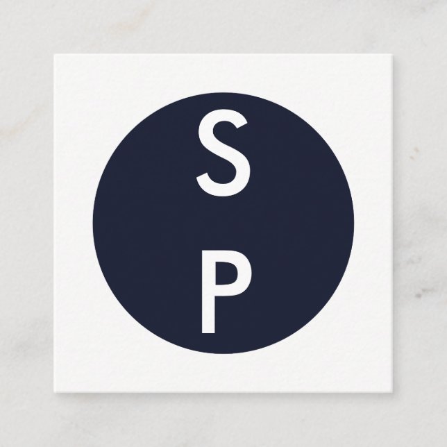 2 Letter Vertical Monogram Square Business Card (Front)