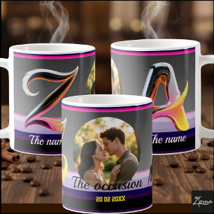 2 letters, 2 names, an occasion, a picture & Date Coffee Mug