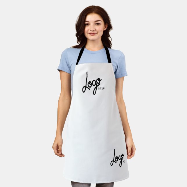 2 Logo Business Modern White Apron (Worn)