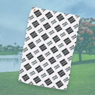 2 Logos, Diagonally Repeating Logos White Golf Towel