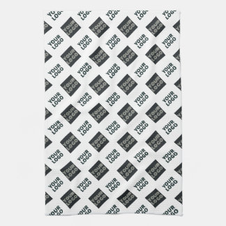 2 Logos, Diagonally Repeating Logos | White Tea Towel