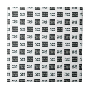 2 Logo's Simple Repeating Logo White Ceramic Tile