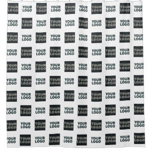 2 Logo's Simple Repeating Logo   White Shower Curtain