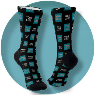 2 Logos, Simple Repeating Logos Black Socks
