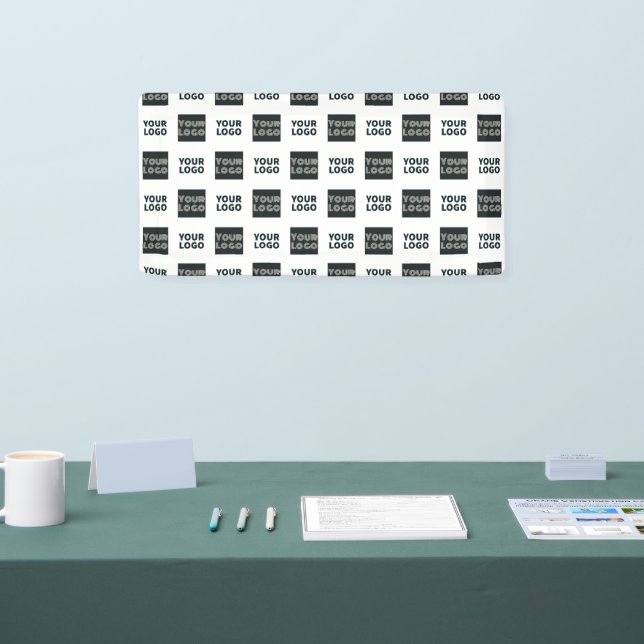2 Logos Simple Repeating Logos | White Banner (Tradeshow)